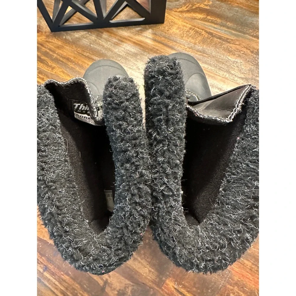 Sorel Crestwynd Black Suede Winter Snow‎ Boots Faux Fur Cuff Warm Lining Size 7